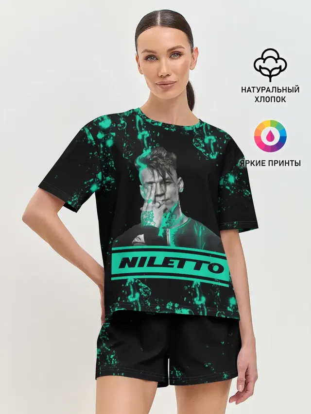 Женская пижама с шортами с принтом «NILETTO»