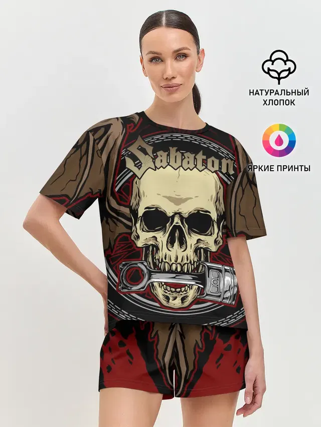 Женская пижама с шортами с принтом «Skull»