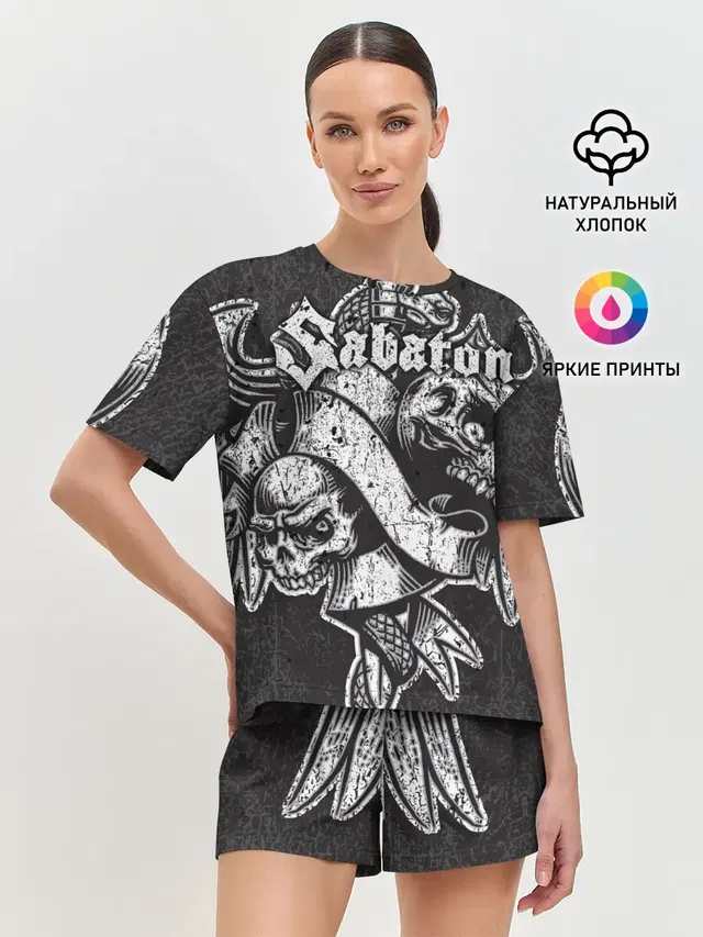 Женская пижама с шортами с принтом «Sabaton»