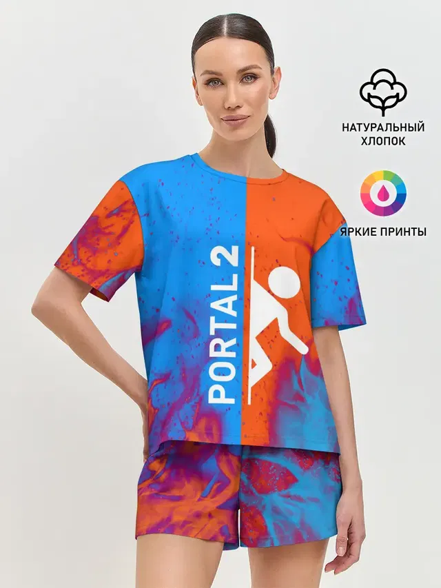 Женская пижама с шортами с принтом «Portal 2»