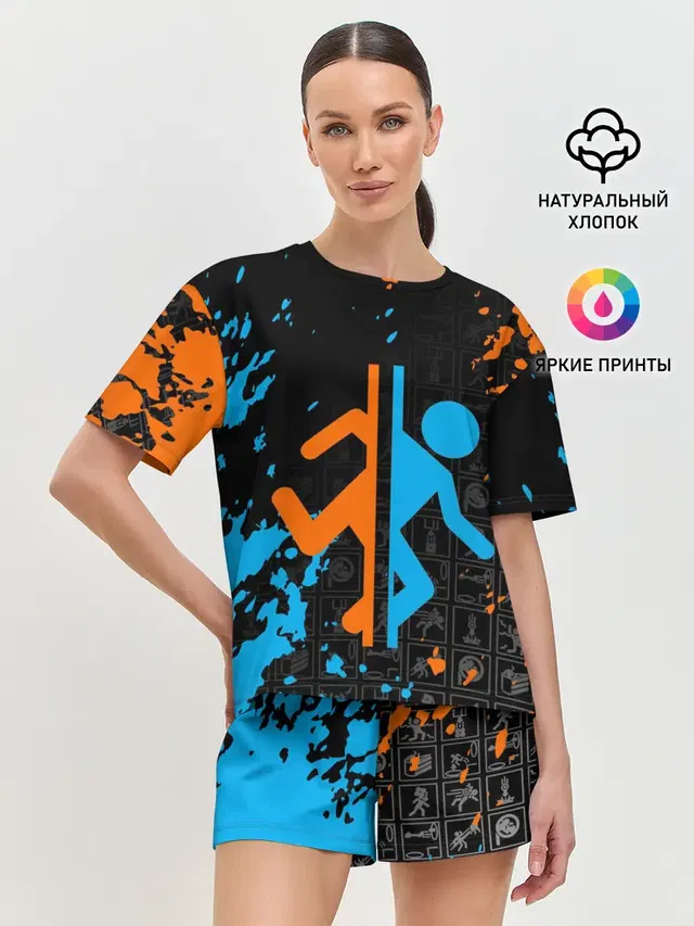 Женская пижама с шортами с принтом «Aperture Science — PORTAL 2»