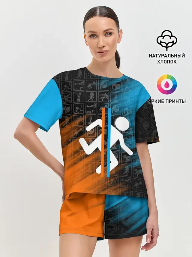 Женская пижама с шортами с принтом «Portal — PORTAL 2»