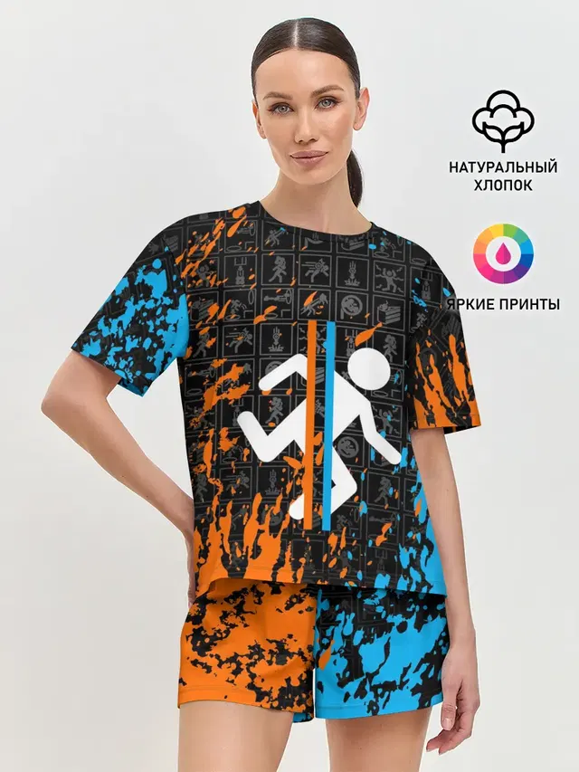 Женская пижама с шортами с принтом «Portal — PORTAL 2»