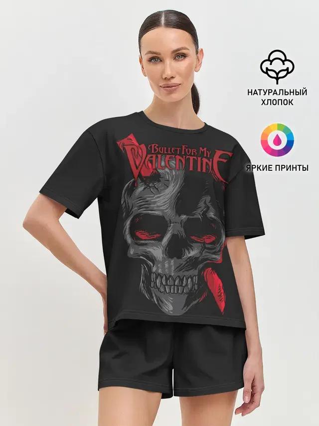 Женская пижама с шортами с принтом «Bullet For My Valentine»
