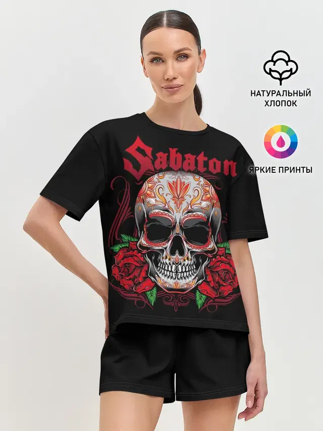 Женская пижама с шортами с принтом «Rose»