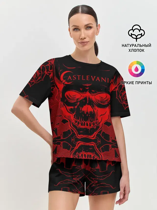Женская пижама с шортами с принтом «Castlevania — Castlevania red»