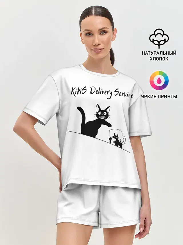 Женская пижама с шортами с принтом «Ведьмина служба доставки — Kikis Delivery Service»