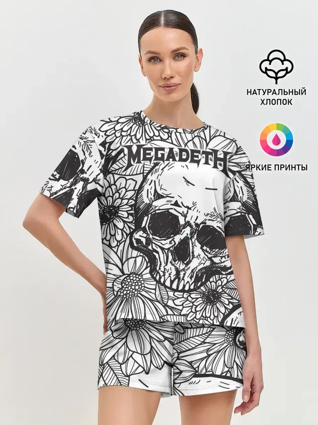 Женская пижама с шортами с принтом «Megadeth»