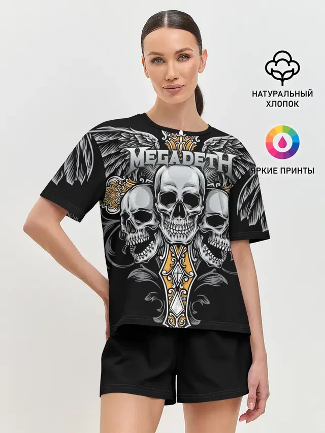 Женская пижама с шортами с принтом «Megadeth»