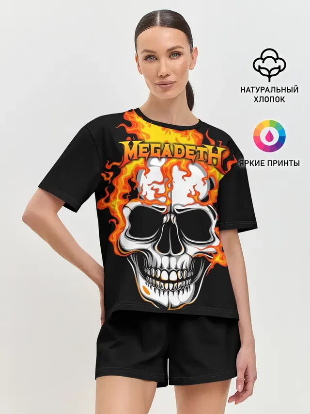 Женская пижама с шортами с принтом «Megadeth»