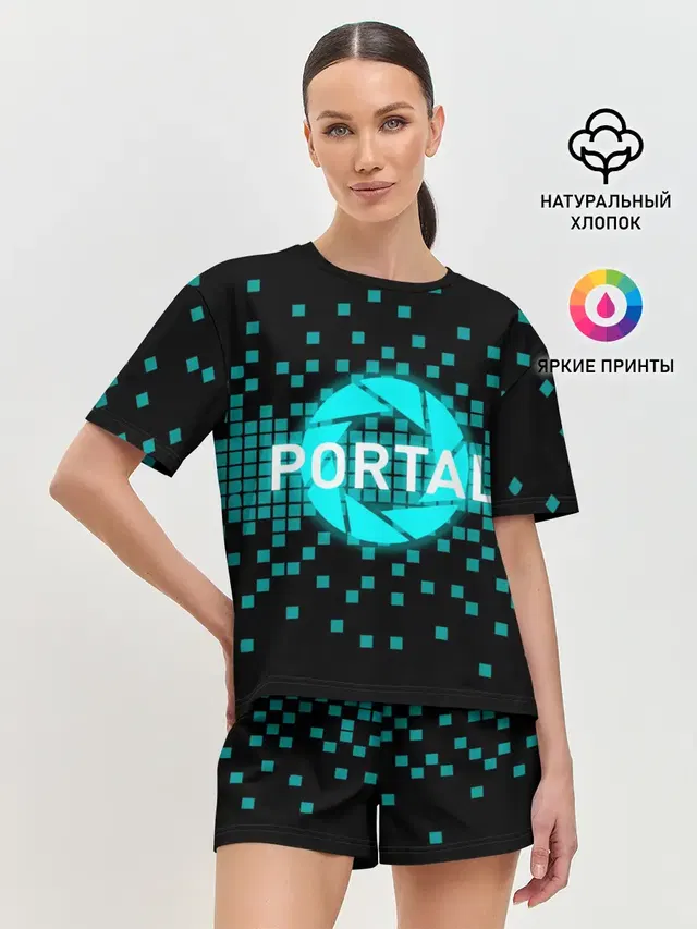 Женская пижама с шортами с принтом «Portal series»