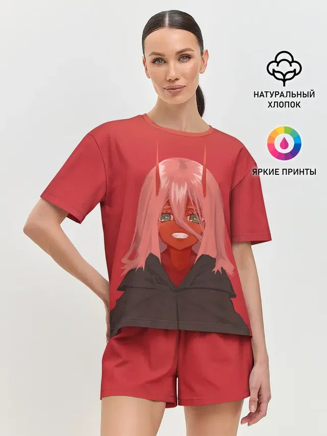 Женская пижама с шортами с принтом «Little Devil»