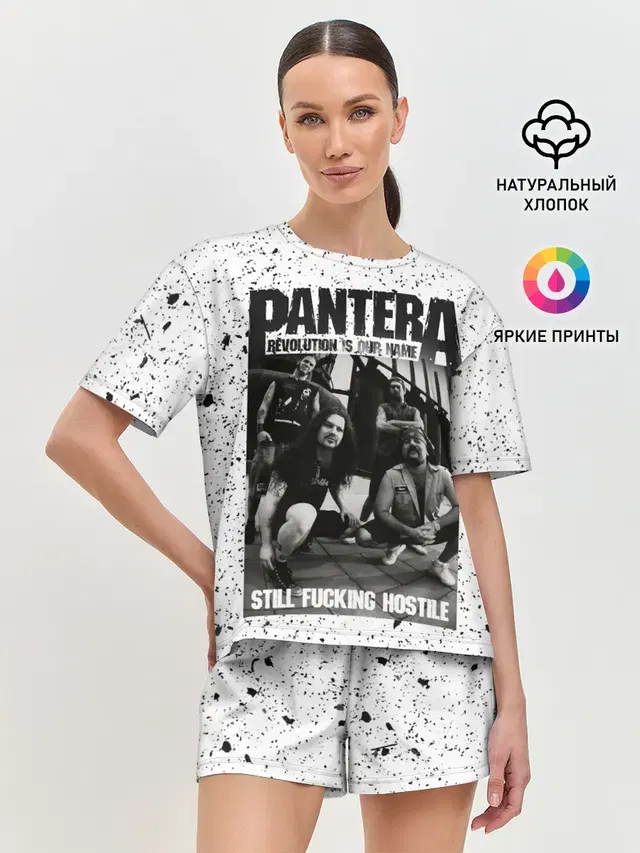 Женская пижама с шортами с принтом «Разный рок — Pantera»