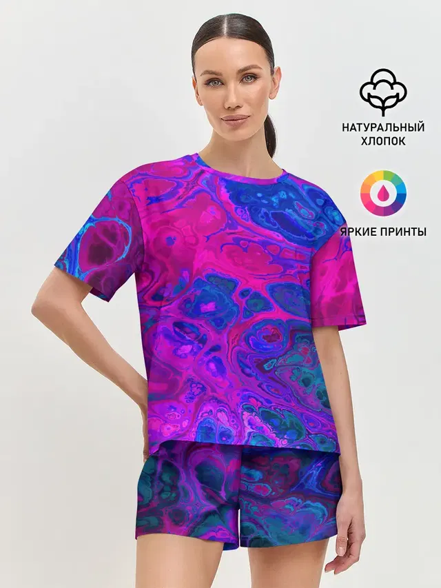 Женская пижама с шортами с принтом «Абстракция — FRACTAL»