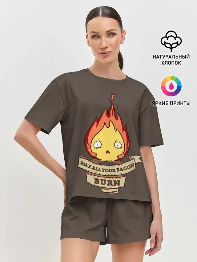 Женская пижама с шортами с принтом «Ходячий замок — Burn emotion»
