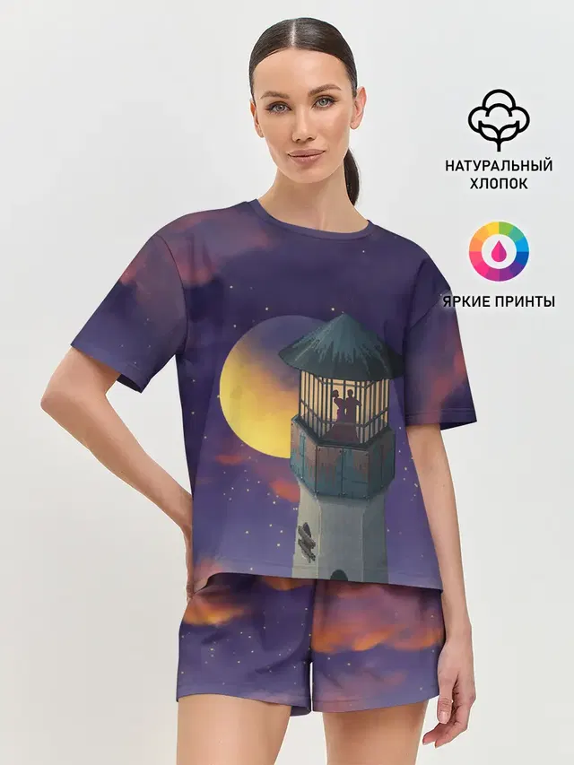 Женская пижама с шортами с принтом «Разные игры — To the Moon 3D»