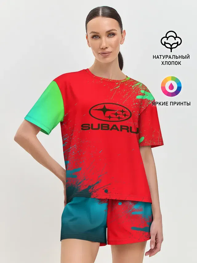Женская пижама с шортами с принтом «Subaru»