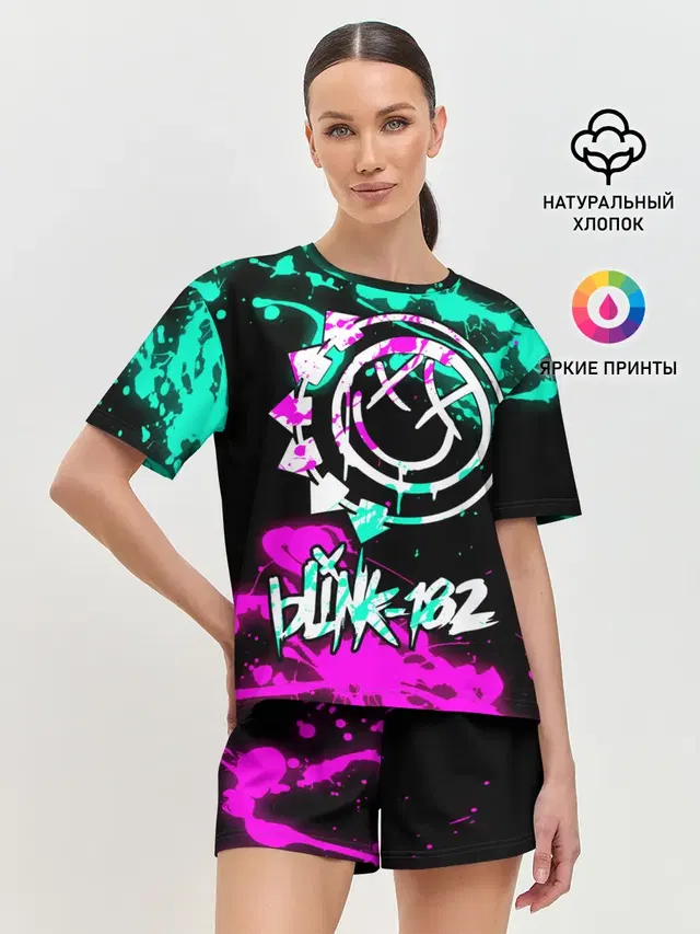 Женская пижама с шортами с принтом «Blink 182»