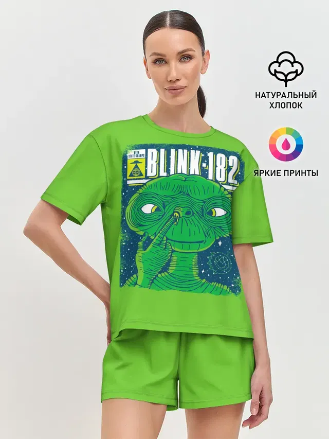 Женская пижама с шортами с принтом «Blink 182»