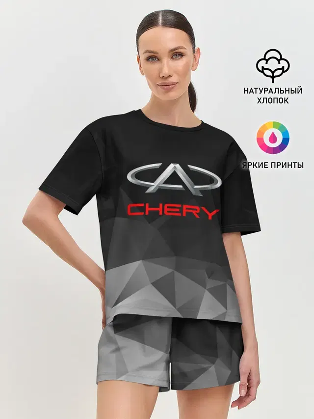 Женская пижама с шортами с принтом «Разные автомобильные — CHERY»