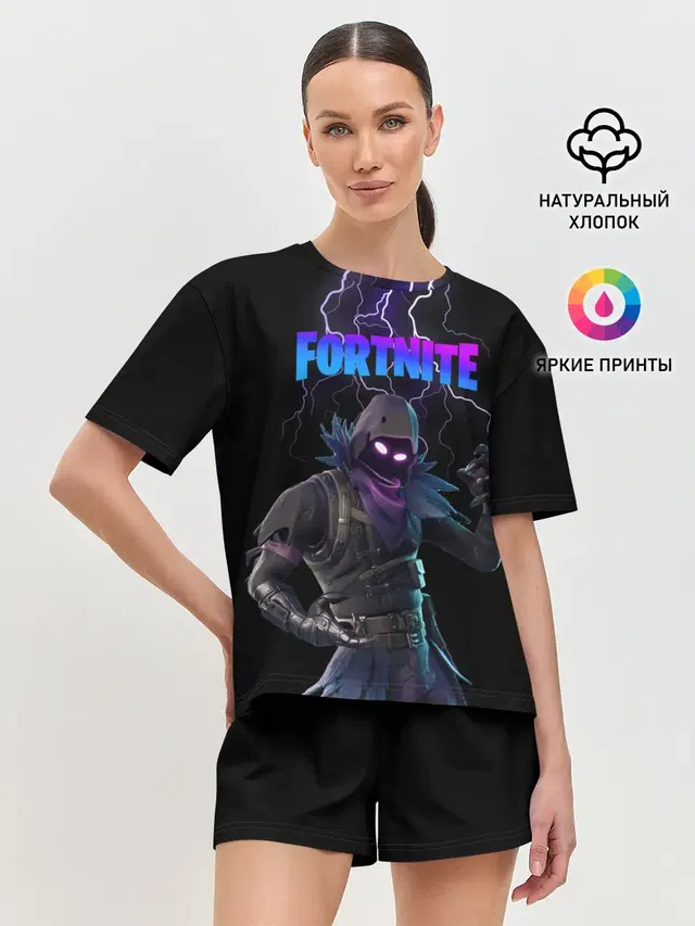 Женская пижама с шортами с принтом «Фортнайт — Raven Fortnite»