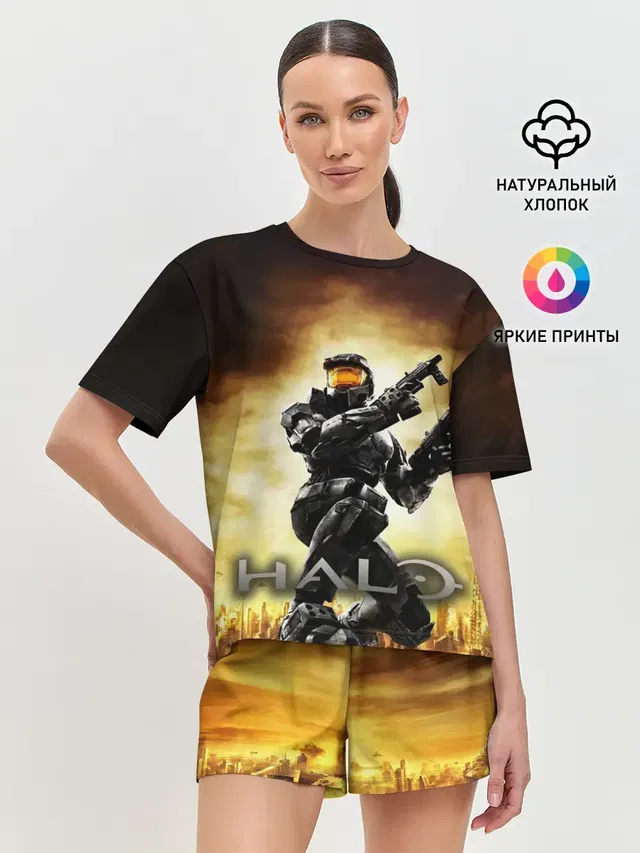 Женская пижама с шортами с принтом «Halo Infinite»