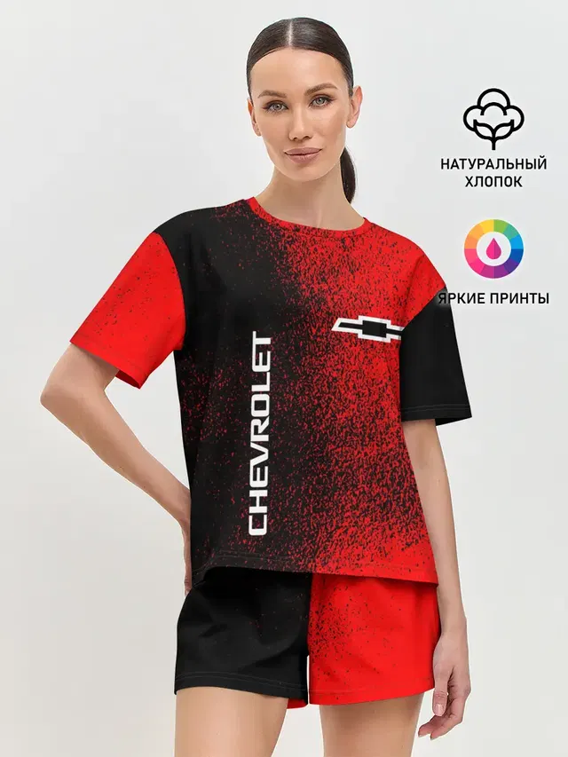 Женская пижама с шортами с принтом «Chevrolet logo»