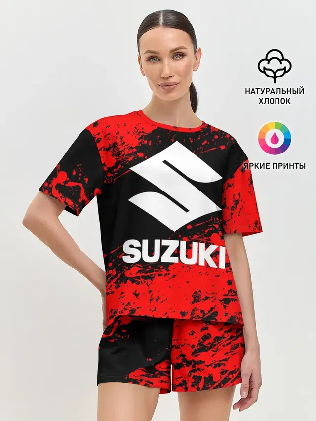 Женская пижама с шортами с принтом «Suzuki»