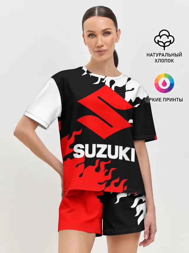 Женская пижама с шортами с принтом «Suzuki»