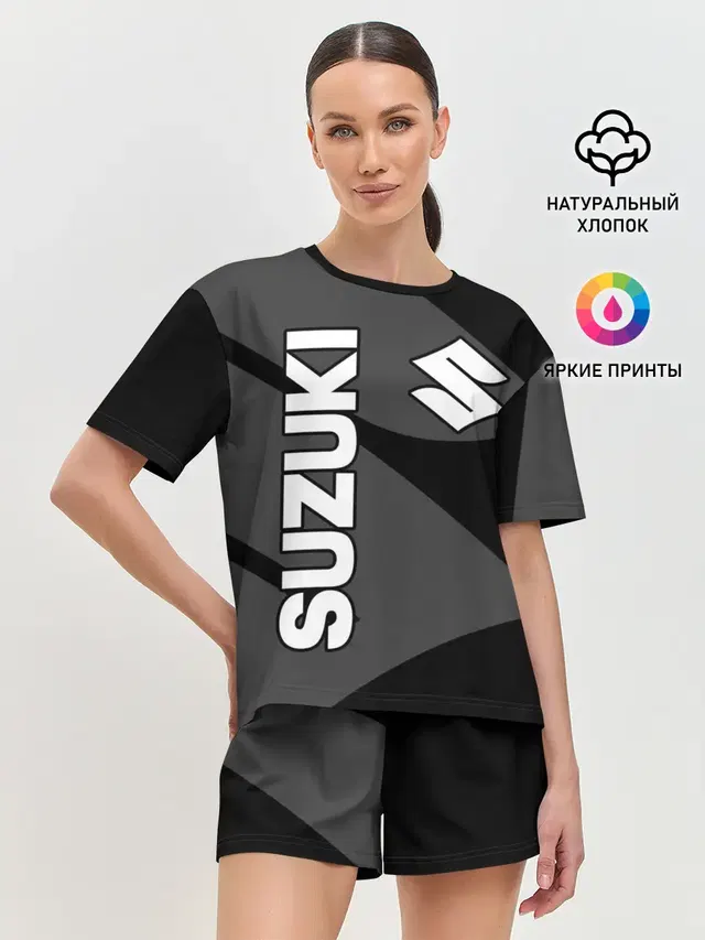 Женская пижама с шортами с принтом «Suzuki»