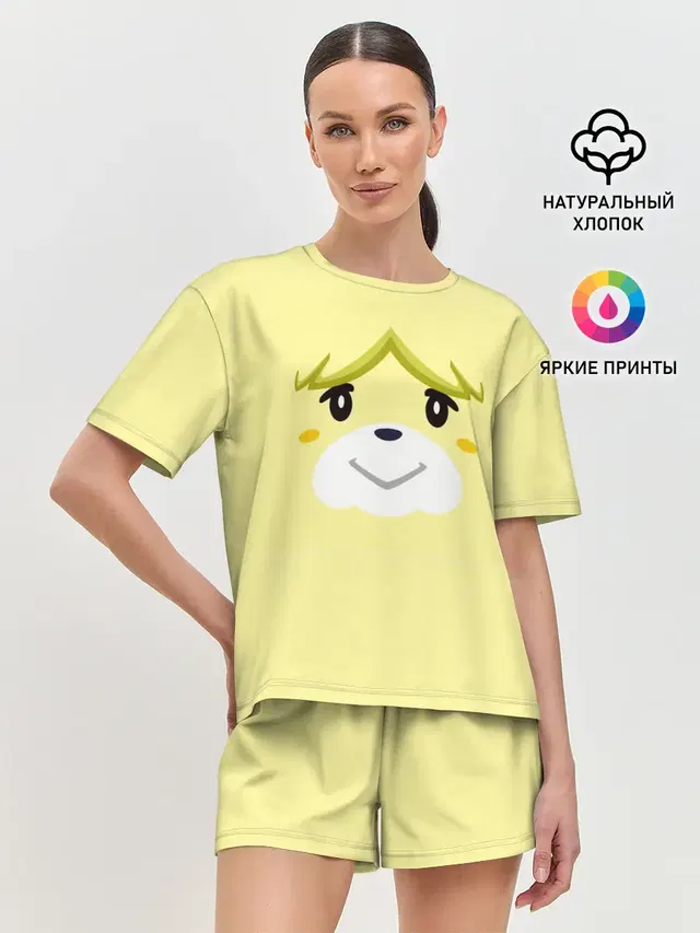 Женская пижама с шортами с принтом «Animal Crossing — Isabelle»