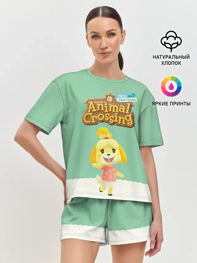 Женская пижама с шортами с принтом «Animal Crossing»