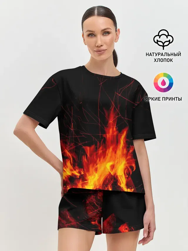 Ночной костер в лесу