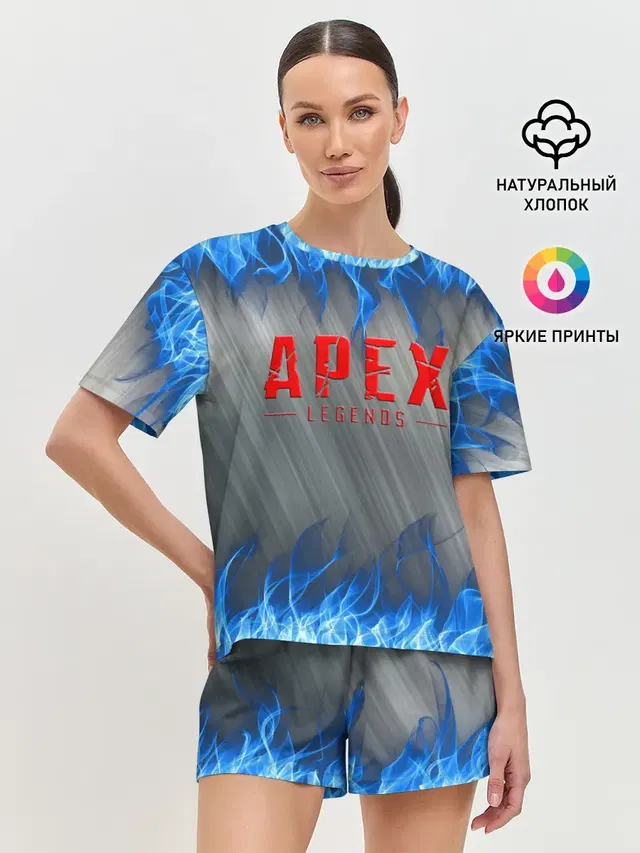Женская пижама с шортами с принтом «Blue fire»
