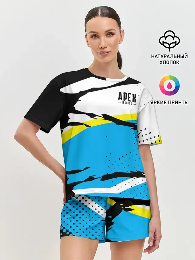 Женская пижама с шортами с принтом «Halftone»