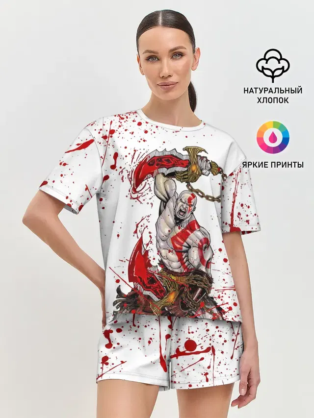 Женская пижама с шортами с принтом «God of war»