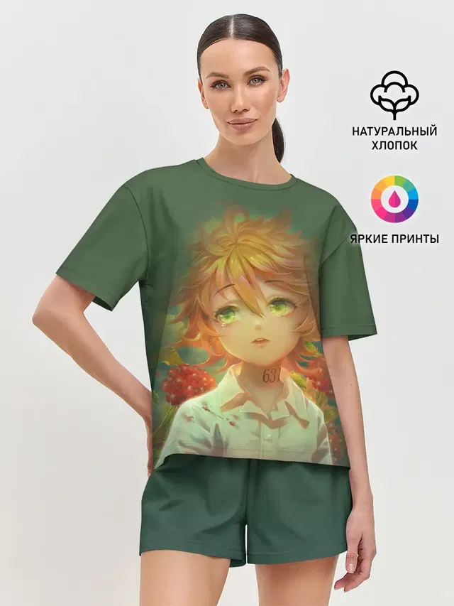 Женская пижама с шортами с принтом «Обещанный Неверленд — The Promised Neverland»