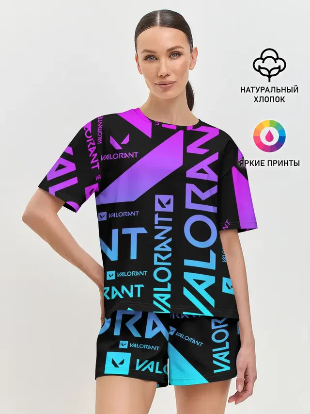Женская пижама с шортами с принтом «Valorant»