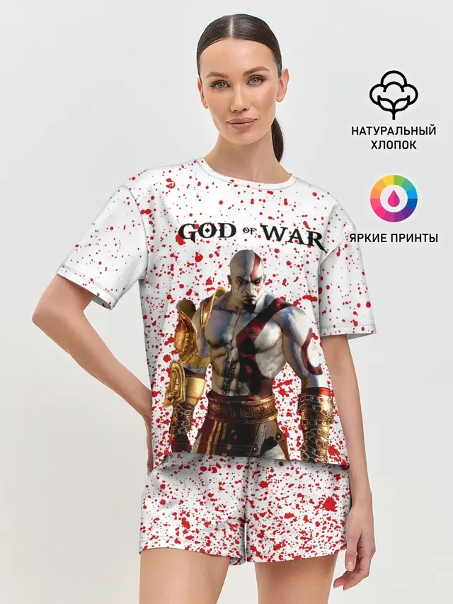 Женская пижама с шортами с принтом «God of war»
