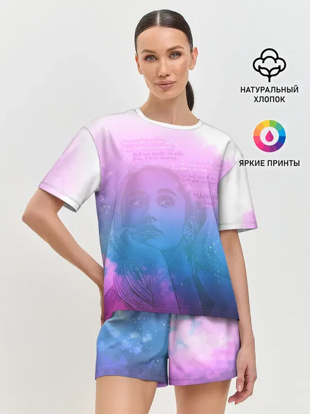 Женская пижама с шортами с принтом «Ариана Гранде — Ariana Grande Thank You, Next»