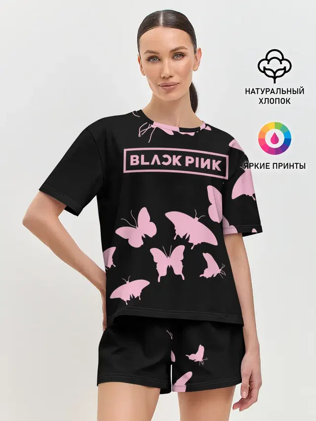Женская пижама с шортами с принтом «BlackPink»