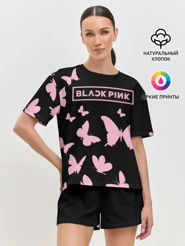 Женская пижама с шортами с принтом «BlackPink»