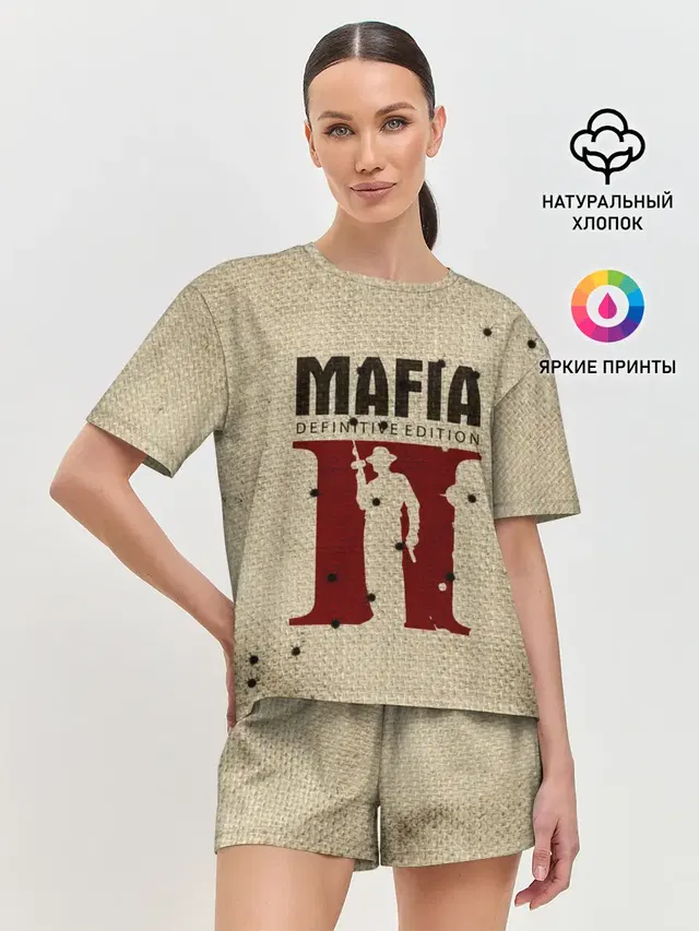 Женская пижама с шортами с принтом «Разные игры — Mafia 2»