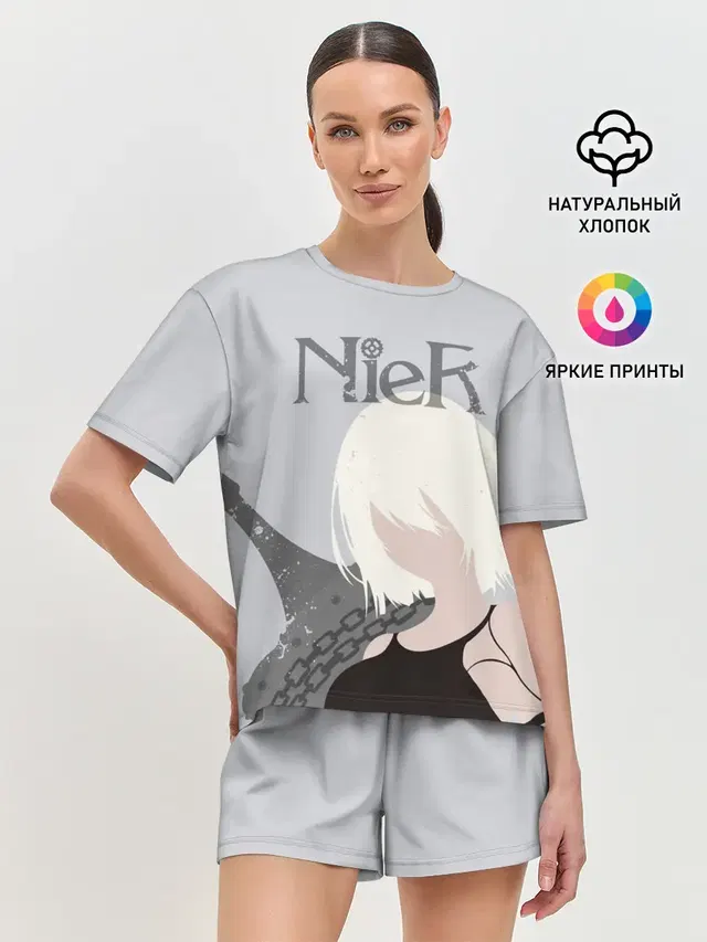 Женская пижама с шортами с принтом «NieR»