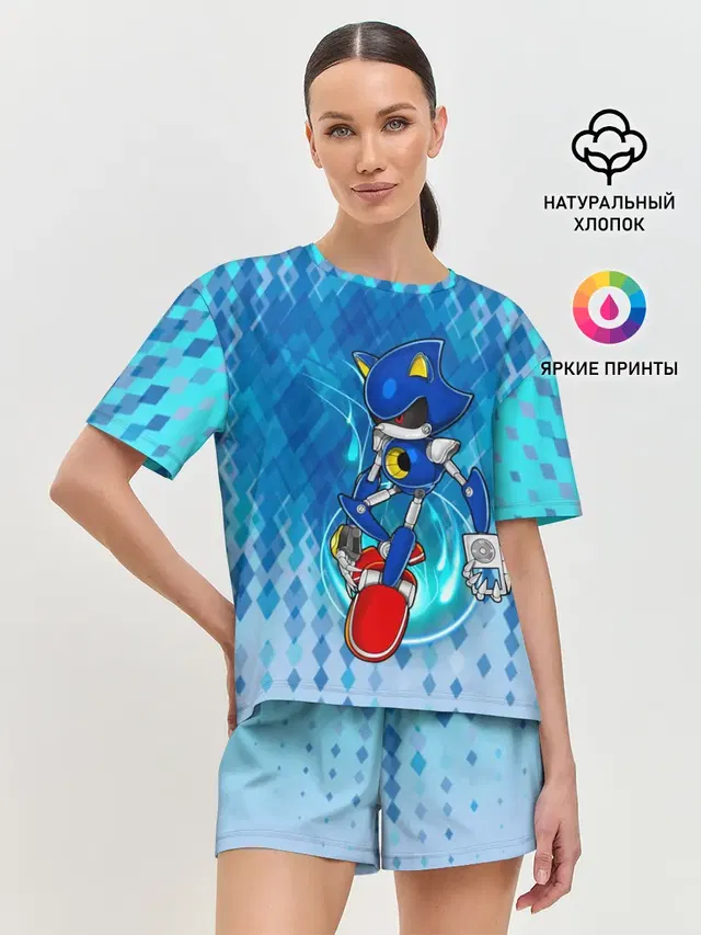 Женская пижама с шортами с принтом «Соник — Metal Sonic»