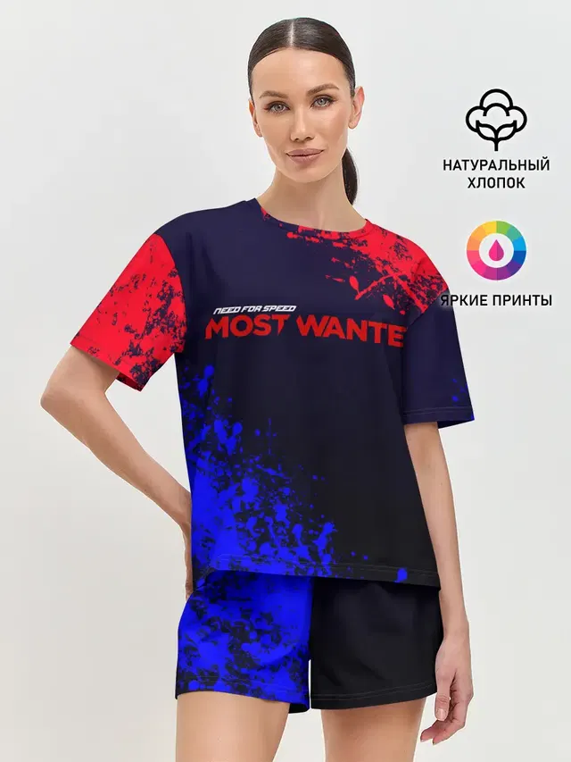 Женская пижама с шортами с принтом «NFS Most Wanted»