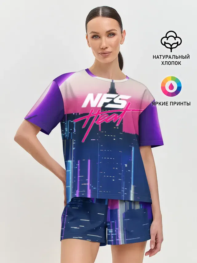 Женская пижама с шортами с принтом «Cityscape — NFS Heat»