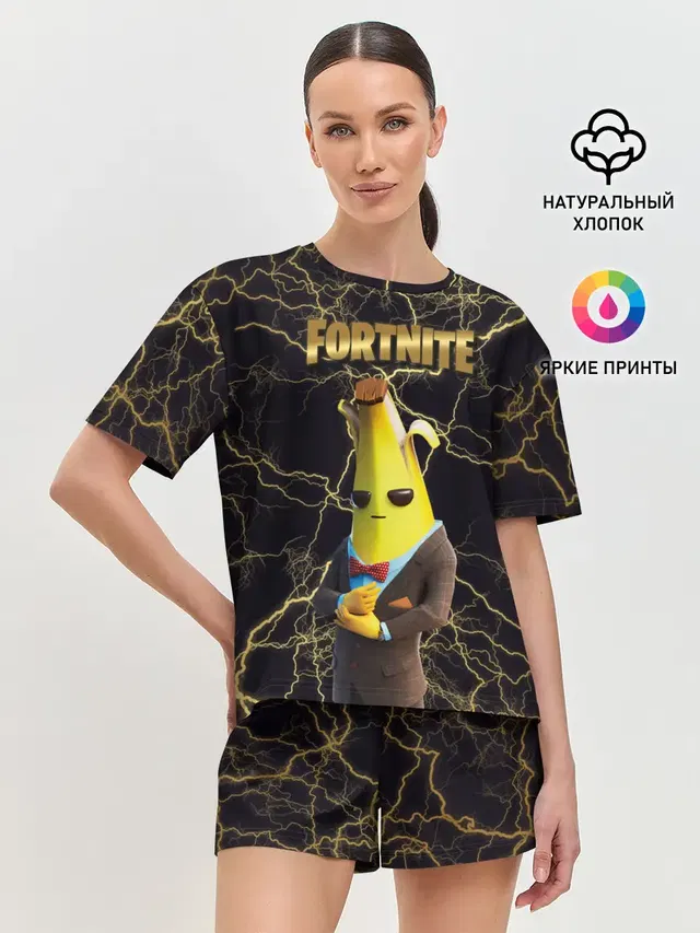 Женская пижама с шортами с принтом «Фортнайт — Peely Fortnite»