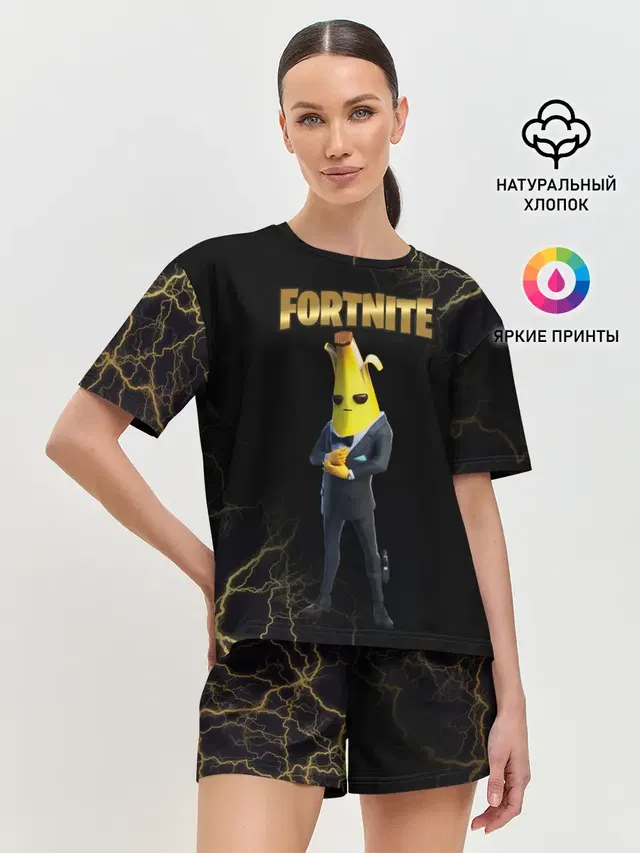 Женская пижама с шортами с принтом «Фортнайт — Peely Fortnite»
