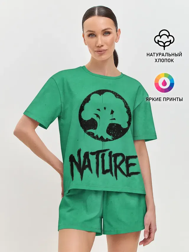 Женская пижама с шортами с принтом «Magic:The Gathering — Emblems Nature»